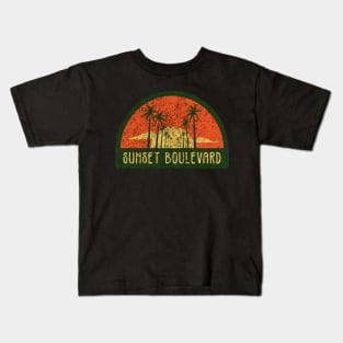 Sunset Boulevard Retro Vintage Sunset Faux Patch Kids T-Shirt